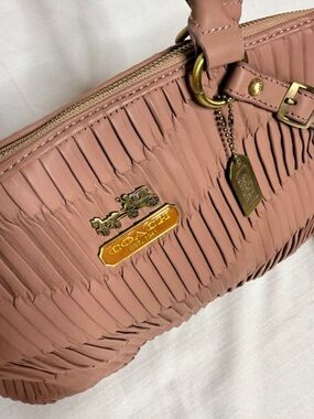 COACH 2WAY Madison Gathered 2-Way Tote Leather Handbag Blush Pink Crossbody